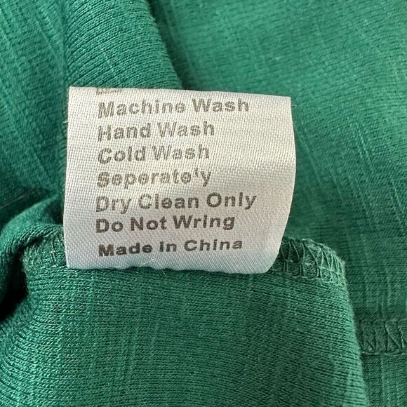 Boutique Women's XL Open Knit Lace Sleeve V-Neck Tee Forest Green Elevated Basic - Picture 5 of 8